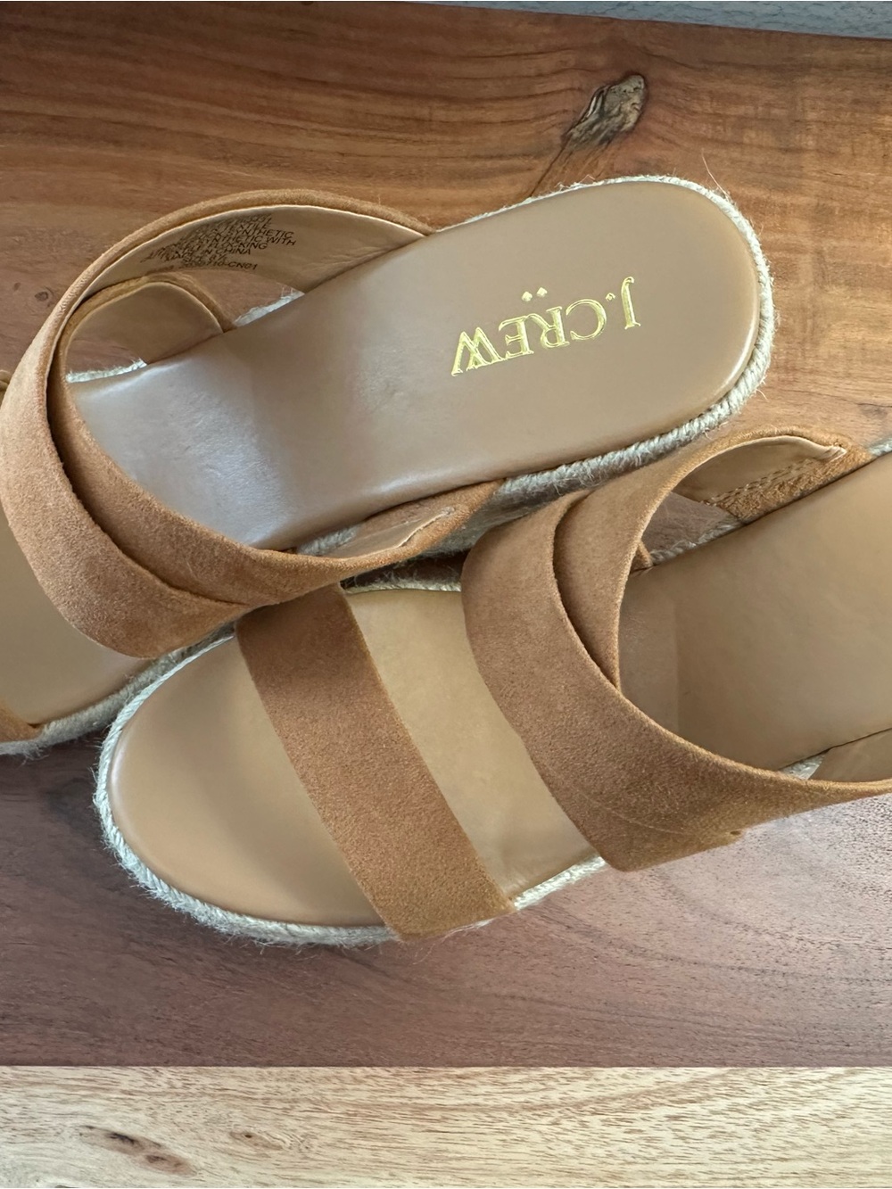 J. Crew Suede Tan Espadrille Slide Sandals